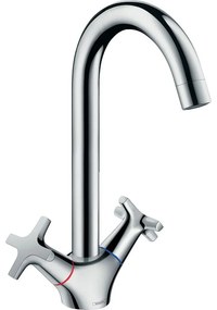 HANSGROHE Logis M32 drezová batéria s dvomi rukoväťami v tvare kríža, 1jet, výška výtoku 212 mm, chróm, 71285000