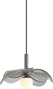 Dizajnová závesná lampa strieborná s dymovým sklom - Kemner