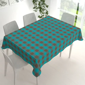 Biante Bavlnený obdĺžnikový obrus Olivia OL-018 Tyrkysovo-hnedá kocka veľká 120x160 cm