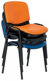 Kožená konferenčná stolička ISO - čierne nohy, oranžová