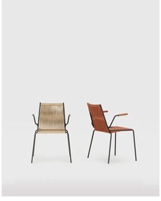 Béžové kovové jedálenské stoličky v súprave s podrúčkami/stohovateľné 2 ks Emily – Marckeric