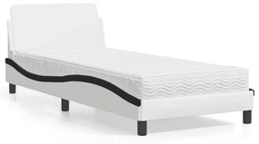 Posteľ s matracom bielo-čierna 90x190 cm umelá koža 3208323