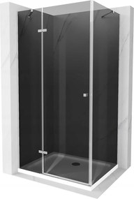 Mexen Roma, sprchový kút s krídlovými dverami 90 (dvere) x 70 (stena) cm, 6mm šedé sklo, chrómový profil + slim sprchová vanička biela + chrómový sifón, 854-090-070-01-40-4010