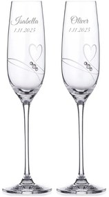 Dekorant Svadobné poháre na šampanské Romance simple s kamienkami Swarovski 200ml 2KS