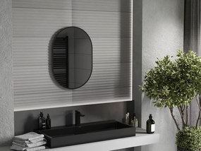 Mexen Loft oválne kúpeľňové zrkadlo 70 x 50 cm, čierny rám - 9851-070-050-000-70
