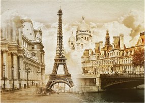 Sklenený obraz - Parížske pamiatky (70x50 cm)