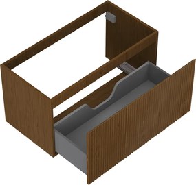 Mexen Rivel, kúpeľňová skrinka 90 cm, 1 zásuvka, drážkovaná, orech, 91A20-09047-1-BF86