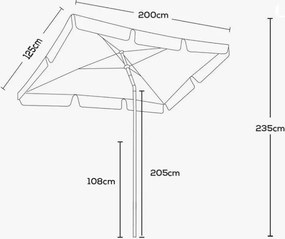 TRENDIE Záhradný slnečník 125x200 cm tmavo sivý