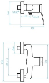 Kuchinox Villa, nástenná sprchová batéria 150cm, chrómová, LAV-BVK_040D
