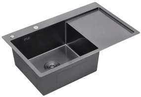 Erga HD, 1-komorový oceľový drez 780x490x210 mm, ľavý, grafitová, ERG-MLS-HD7849LB