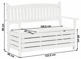 Kondela Záhradná lavička, biela, 123,5 cm, DILKA