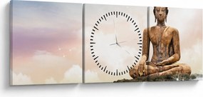 Obraz - Budha dozerajúci na zemi (s hodinami) (90x30 cm)
