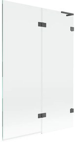 Mexen Lunar L, 2-krídlová vaňová zástena pravá 120 x 150 cm, číre sklo, grafitová, 897L-120-100-66-00-P