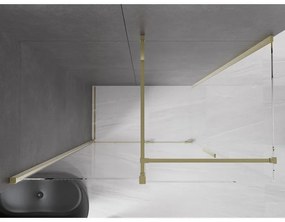 Mexen Velar, sprchový kút s posuvnými dverami 130(dvere) x 70(stena) cm, 8mm číre sklo, zlatá lesklá, 871-130-070-01-50