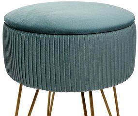 Taburetka s úložným priestorom K47- zamat, v45 x Ø35 cm - Zelená / zlatá