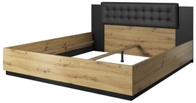 Manželská posteľ SEGAL + rošt, 180x200, artisan/čierna