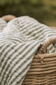 Ib Laursen Prešívaný prehoz Sand/Olive Stripes 130 × 180 cm