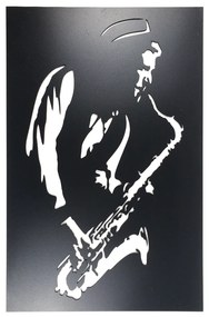 Veselá Stena Drevená nástenná čierna dekorácia Saxofón