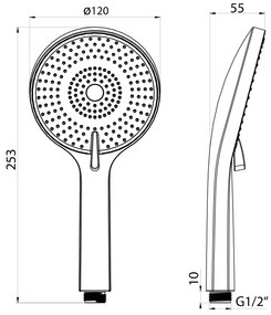 Sapho Sapho, Ručná masážna sprcha, 3 režimy, Ø 120 mm, ABS/čierna matná, SK879B
