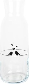 Sklenená karafa s vtáčikmi a srdiečkami Love Birds - Ø 9*25 cm / 1000 ml