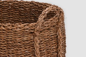 Úložný kôš z morskej trávy s uchami, okrúhly Rozmery (cm): průměr 50, v. 42