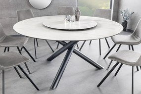 Jedálenský stôl SPIN – 150 cm, keramická doska, biely, s odnímateľnou platňou