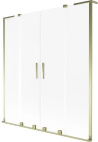 Mexen Velar L Duo, 2-krídlová posuvná vaňová zástena 140 x 150 cm, 8mm sklo námraza, zlatá matná, 896-140-003-32-55