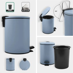 Svetlomodrý nášľapný oceľový odpadkový kôš 3 l Adelar – Spirella