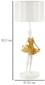 Stolová lampa s textilným tienidlom v bielo-zlatej farbe (výška 90,5 cm) Dancer – Mauro Ferretti