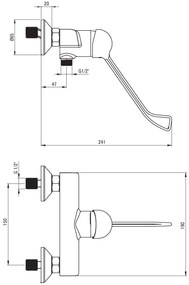 Deante Corio Clinic, nástenná sprchová batéria s ECO perlátorom 4,5l/min, chrómová, BFCE040C