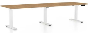 Výškovo nastaviteľný stôl OfficeTech Long, 260 x 80 cm, biela podnož, dub kamenný