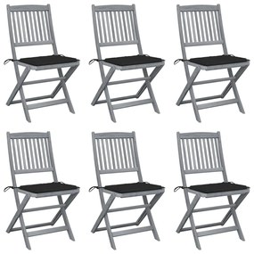 Skladacie záhradné stoličky s podložkami 6 ks akáciový masív 3065441