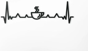 drevko Drevená dekorácia Káva s EKG Rozmer obrazu: 13,5 x 44,5 cm, Farba dekorácie: Čierna