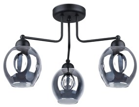 Stropné svietidlo Fillan, 3x grafitové sklenené tienidlo