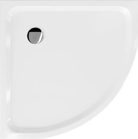 Mexen Flat polkruhový sprchový kút slim 70 x 70 cm, biely, chrómový sifón - 41107070