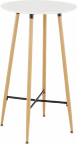 Barový stôl, biela/dub, priemer 60 cm, IMAM