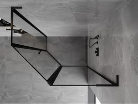 Mexen Mist L, päťuholníkový sprchový kút s krídlovými dverami, 100 x 90 cm, 8mm číre sklo, čierny profil, 8A8L-100-090-70-70-P