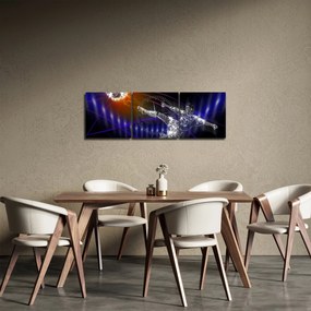 Obraz futbalistu v skoku (s hodinami) (90x30 cm)