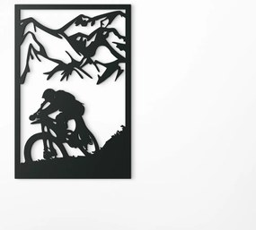 drevko Drevený obraz Horská cyklistika Rozmer obrazu: 44,5 x 29,5 cm, Farba dekorácie: Čierna