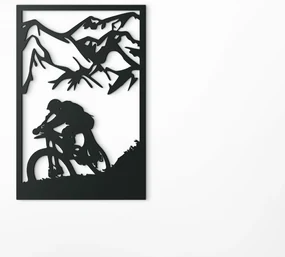 drevko Drevený obraz Horská cyklistika Rozmer obrazu: 44,5 x 29,5 cm, Farba dekorácie: Čierna