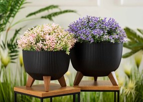 PLASTOVÝ KVETINÁČ ROSA LINEA ECO SADA 2KS 15X24,3 CM+18,3X29,2 CM ČIERNA