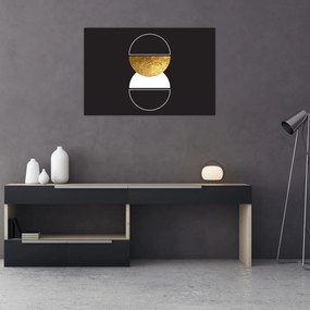 Obraz - Abstrakcia zlatá a čierna N⁰2 (90x60 cm)