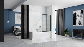 Rea LAGOS 1 FIX - vaňová zástena, 1-krídlová, 70 x 140 cm, čierna-transparentná, REA-K4560