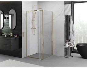 Mexen Exo, výklopný sprchový kút 90 x 90 cm, číre sklo, zlatá, 8182-090-090-50-00