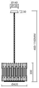 Luster na reťazi RITZ 7xE14/40W/230V pr. 42 cm zlatá