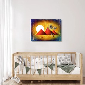 Sklenený obraz maľovaných egyptských pyramíd (70x50 cm)