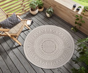 NORTHRUGS - Hanse Home koberce Kusový koberec Twin-Wendeteppiche 105475 Linen kruh – na von aj na doma - 140x140 (priemer) kruh cm