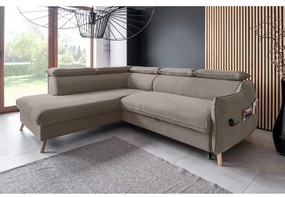 Svetlohnedá zamatová rozkladacia rohová pohovka (ľavý roh) Sweet Harmony – Miuform