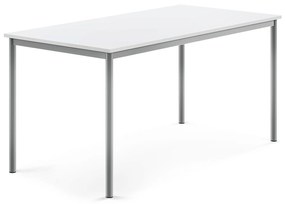 Stôl SONITUS, 1600x800x760 mm, HPL - biela, strieborná