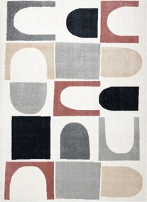 Dywany Łuszczów, Kusový koberec Fusion 0213 white/dark pink, 160x220, viacfarebná, kancelária